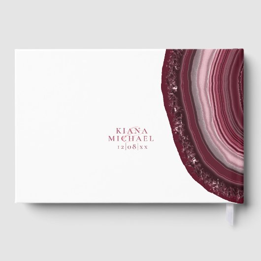Agate Geode Glitzer Wedding Burgundy ID647 Gästebuch (Rückseite)