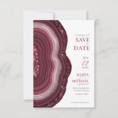 Agate Geode Glitzer Wedding Burgundy ID647 Save The Date (Vorderseite)