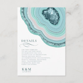 Agate Geode Glitzer Wedding Details Aquamarin ID64 Begleitkarte
