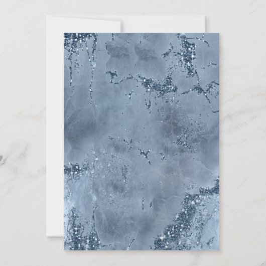Agate Geode Glitzer Wedding Dusty Blue ID647 Einladung (Rückseite)