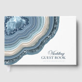 Agate Geode Glitzer Wedding Dusty Blue ID647 Gästebuch (Vorderseite)