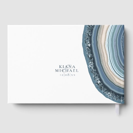 Agate Geode Glitzer Wedding Dusty Blue ID647 Gästebuch (Rückseite)