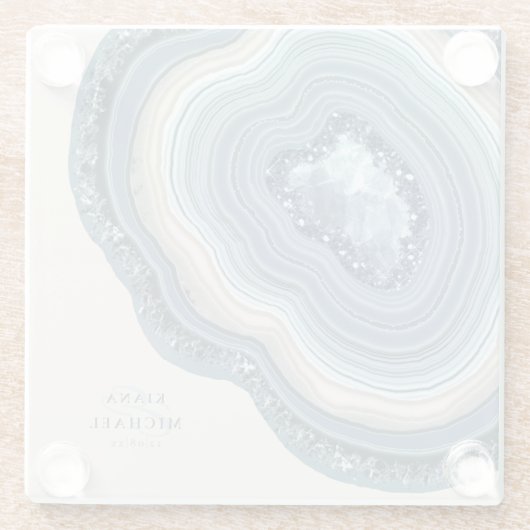 Agate Geode Glitzer Wedding Dusty Blue ID647 Glasuntersetzer (Rückseite)