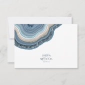 Agate Geode Glitzer Wedding Dusty Blue ID647 RSVP Karte (Rückseite)