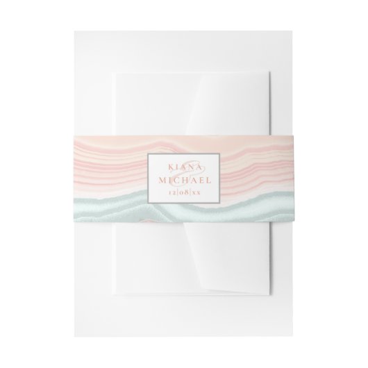 Agate Geode Glitzer Wedding Rose Gold ID647 Einladungsbanderole (Vorderseite Beispiel)