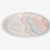 Agate Geode Glitzer Wedding Rose Gold ID647 Pappteller (Schrägansicht)