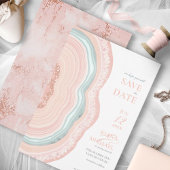 Agate Geode Glitzer Wedding Rose Gold ID647 Save The Date