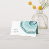 Agate Geode Glitzer Wedding Table Aquamarin ID647 Platzkarte (Rückseite)