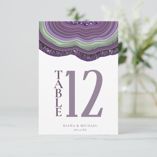 Agate Geode Glitzer Wedding Violet ID647 Einladung (Stehend Vorderseite)