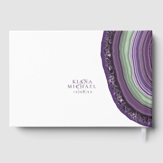 Agate Geode Glitzer Wedding Violet ID647 Gästebuch (Rückseite)