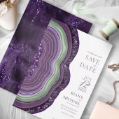 Agate Geode Glitzer Wedding Violet ID647 Save The Date