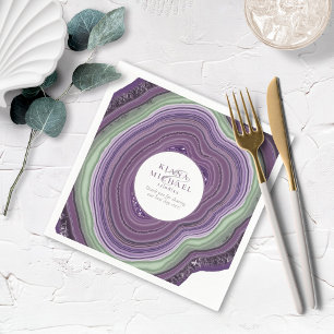 Agate Geode Glitzer Wedding Violet ID647 Serviette