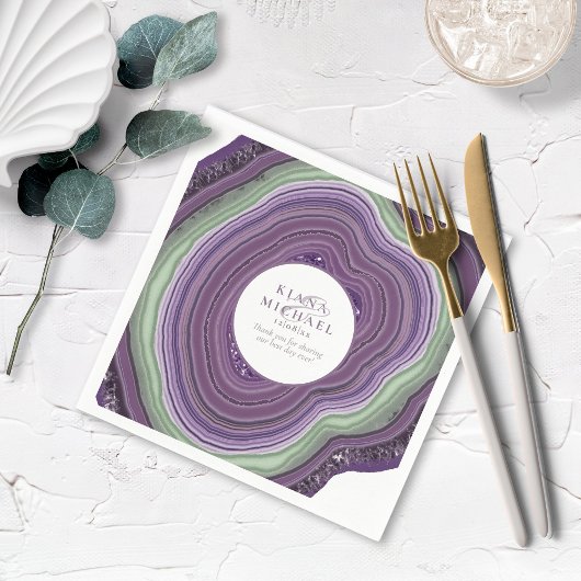 Agate Geode Glitzer Wedding Violet ID647 Serviette