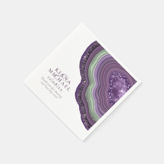 Agate Geode Glitzer Wedding Violet ID647 Serviette (Ecke)