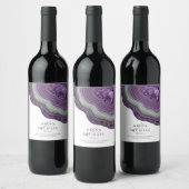 Agate Geode Glitzer Wedding Violet Weinetikett (Flaschen)
