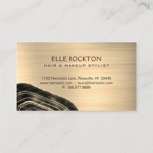 Agate Geode Gold Metallbaukarte Visitenkarte (Rückseite)