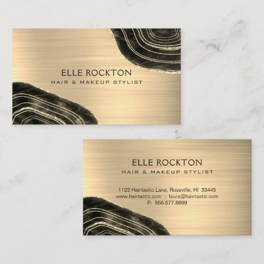 Agate Geode Gold Metallbaukarte Visitenkarte (Vorne/Hinten)