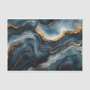 Agate Geode Gold Navy Blau Marmor Decoupage Seidenpapier