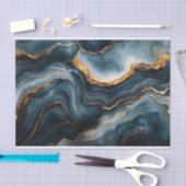 Agate Geode Gold Navy Blue Marmor Decoupage Seidenpapier (Handwerk)