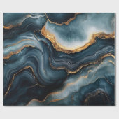 Agate Geode Gold und Navy Blue Marmor Geschenkpapier (Flach)