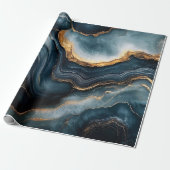 Agate Geode Gold und Navy Blue Marmor Geschenkpapier (Ungerollt)
