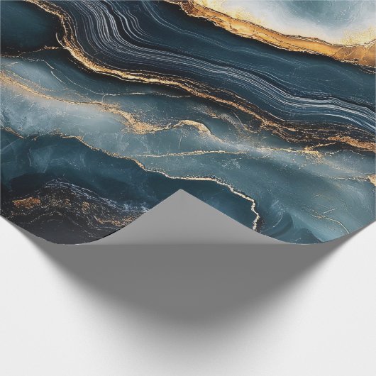 Agate Geode Gold und Navy Blue Marmor Geschenkpapier (Ecke)