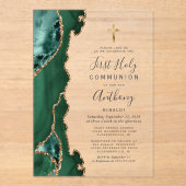 Agate Geode Green Gold Erste Heilige Kommune Acryleinladungen (Vorderseite)