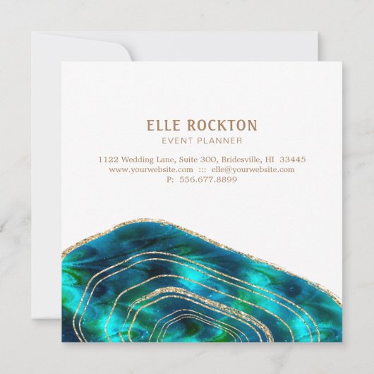 Agate Geode Kosmische Kristalle Blauer grüner Glit Einladung (Rückseite)