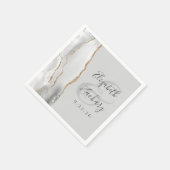 Agate Geode Light Gray White Gold Script Hochzeit Serviette (Ecke)