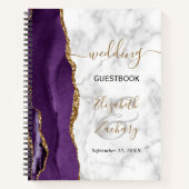 Agate Geode Lila Gold Marble Wedding Guest Notizblock (Vorderseite)