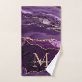 Agate Geode Lila Violet Gold Monogram Script Badhandtuch Set (Handtuch)