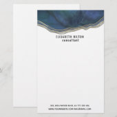 Agate Geode Marine Gold zeitgenössisch Briefpapier (Vorne/Hinten)