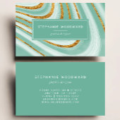 Agate Geode Mint Green Gold Imitats Glitzer Abstra Visitenkarte