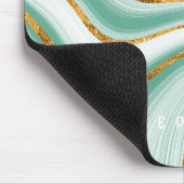 Agate Geode Minze Green Gold Imitats Glitzer Monog Mousepad (Ecke)