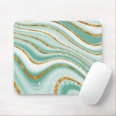Agate Geode Minze Green Gold Imitats Glitzer Monog Mousepad (Mit Mouse)