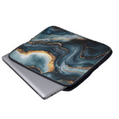 Agate Geode mit Gold und Navy Blue Marmor Laptopschutzhülle (Vorne Knopf)
