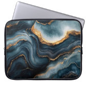 Agate Geode mit Gold und Navy Blue Marmor Laptopschutzhülle (Vorderseite)