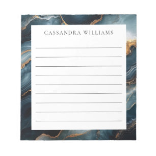 Agate Geode mit Gold und Navy Blue Marmor Lined Notizblock