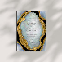 Agate Geode Pearl Golden Wedding Einladung
