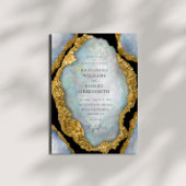 Agate Geode Pearl Golden Wedding Einladung