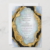 Agate Geode Pearl Golden Wedding Einladung (Vorderseite)