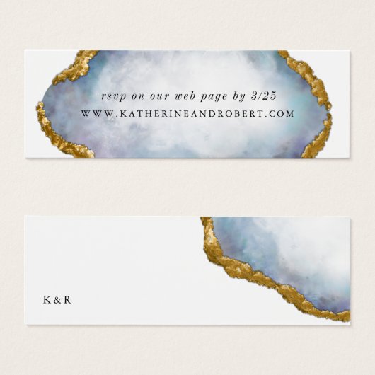 Agate Geode Pearl Golden Wedding Insert Card (Vorne & Hinten)