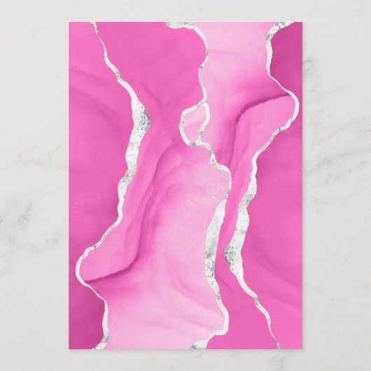 Agate Geode Pink Silver Glitzer Wedding Menükarte (Rückseite)