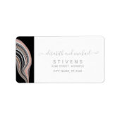 Agate geode Rose Gold Silberschwarze Kalligraphie Adressaufkleber (Vorne)