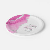 Agate Geode Schrift Rosa Silber Hochzeit Pappteller (Schrägansicht)