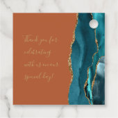 Agate Geode Script Aquamarin Gold Burnt Orange Wed Geschenkanhänger (Rückseite)