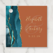 Agate Geode Script Aquamarin Gold Burnt Orange Wed Geschenkanhänger (Vorderseite)