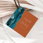 Agate Geode Script Aquamarin Gold Burnt Orange Wed Geschenkanhänger<br><div class="desc">Dieses elegante, moderne Gastgeschenk Hochzeit-Tag zeichnet sich durch ein aquamarines Aquarelldesign aus, das mit Imitaten vergoldeten Glitzer besticht. Der goldfarbene Text auf einem verbrannten orangen Hintergrund lässt sich leicht anpassen, wobei die Namen der Braut und des Bräutigams in handschriftlicher Kalligraphie über einen großen Ampersand verteilt sind. Fügen Sie auf der...</div>