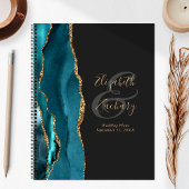 Agate Geode Script Aquamarin Gold Dunkle Hochzeits Planer