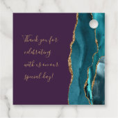 Agate Geode Script Aquamarin Gold Lila Hochzeit Geschenkanhänger (Rückseite)